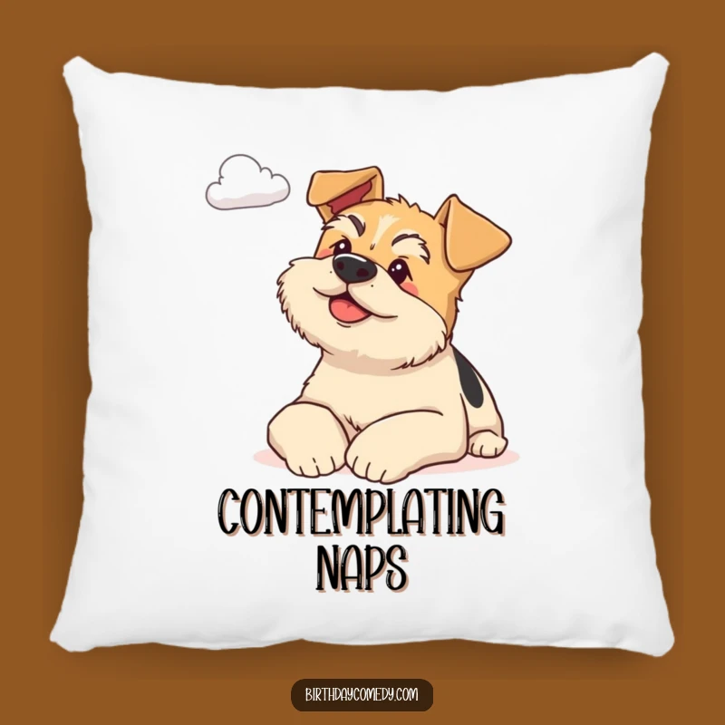 Funny Terrier Pillow: Cozy Comfort with a Cloud-Gazing Dog