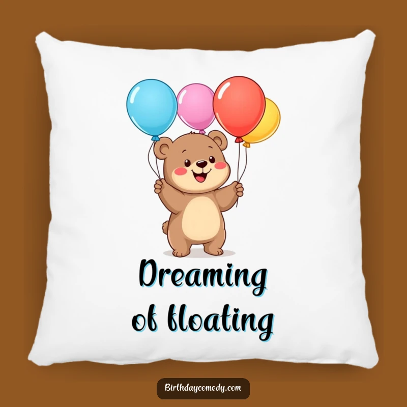 Cozy Funny Bear Cub Balloon Juggling Pillow: Snuggle Up with Hilarious Birthday Cuteness