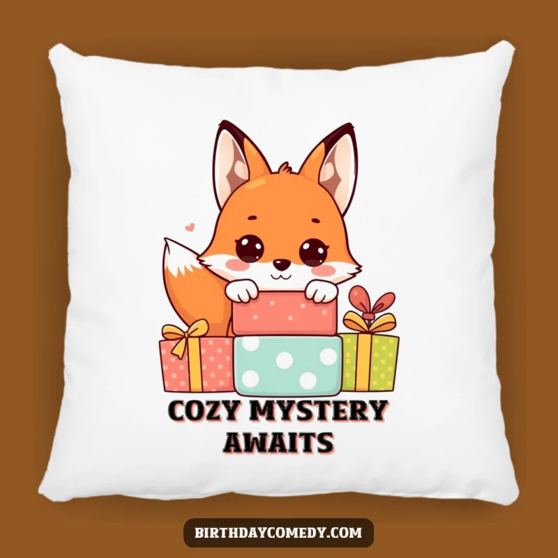 Funny Fox Pillow: Cuddle Up with a Cheerful, Present-Loving Fox!