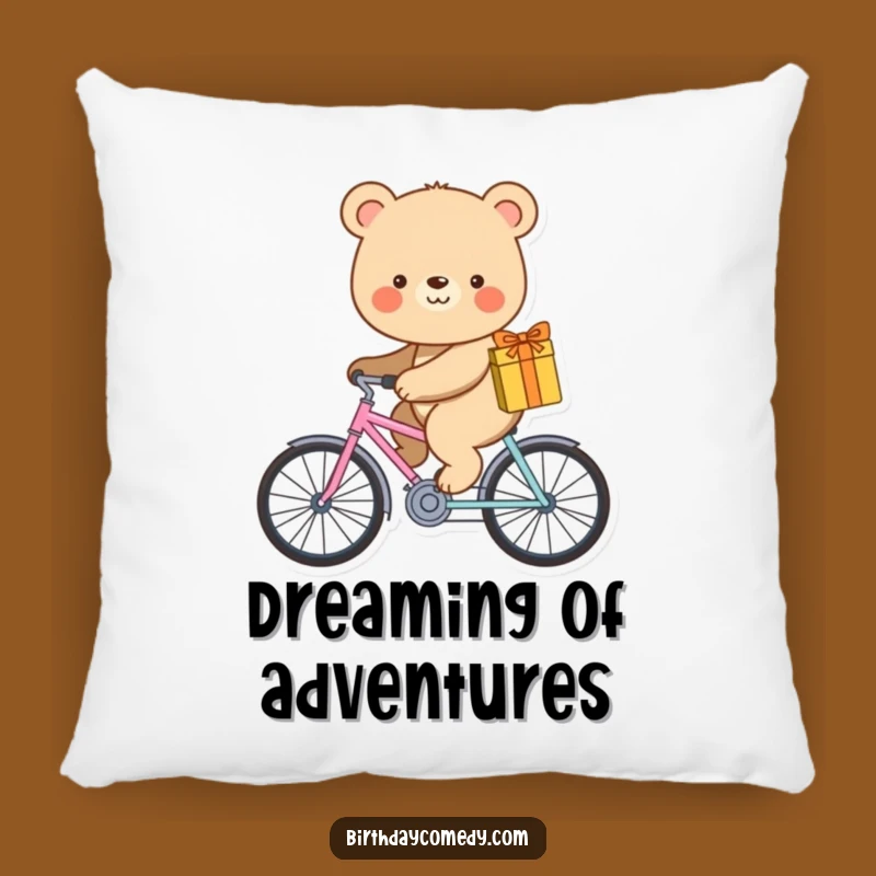 Funny Bear Bike Pillow: Soft Smiling Rider Cushion, Cozy Funny Gift