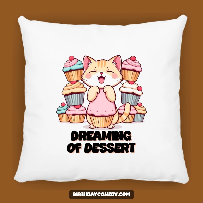 Funny Cat Pillow - Cozy Giggling Cupcake Balance for Sweet Snuggle Sessions