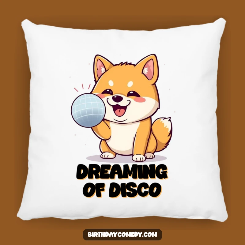 Funny Shiba Inu Disco Fever Pillow - Playful Shiba Inu Dance Party Cushion