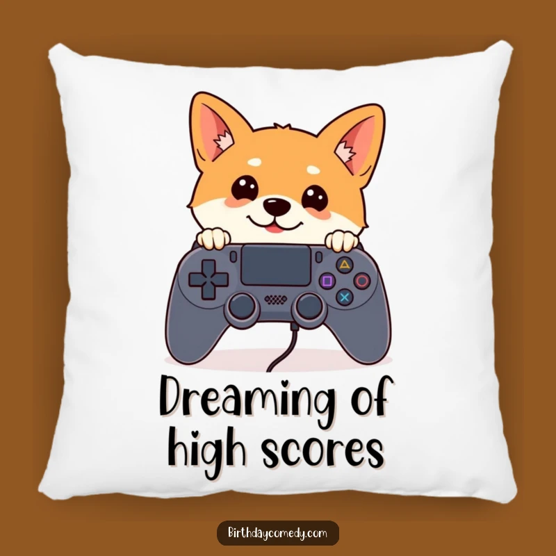 Funny Shiba Inu Gamer Pillow - Curious Shiba Inu Controller Peek Cushion