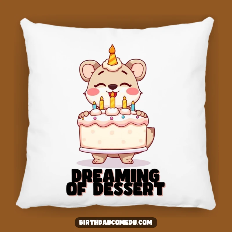 Funny Animal Birthday Cake Pillow - Cuddle Up with Festive Humor
