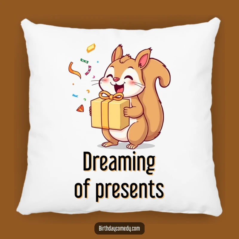Funny Squirrel Pillow: Cuddle Up with Excited Gift Cuteness!