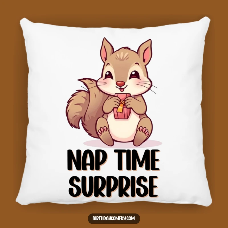 Funny Squirrel Present Pillow - Soft Cushion for Comical Gift Comfort!