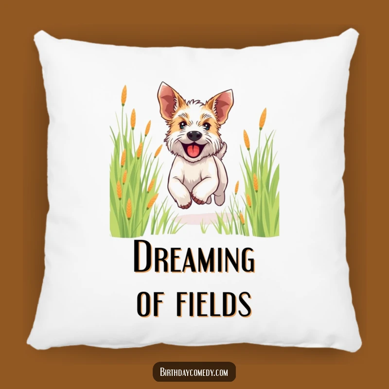 Funny Terrier Pillow: Cozy Comfort with a Happy Running Dog