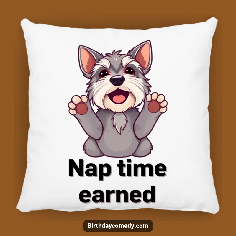 Funny Schnauzer Paws Up Pillow - Cozy and Hilarious Home Decor Gift