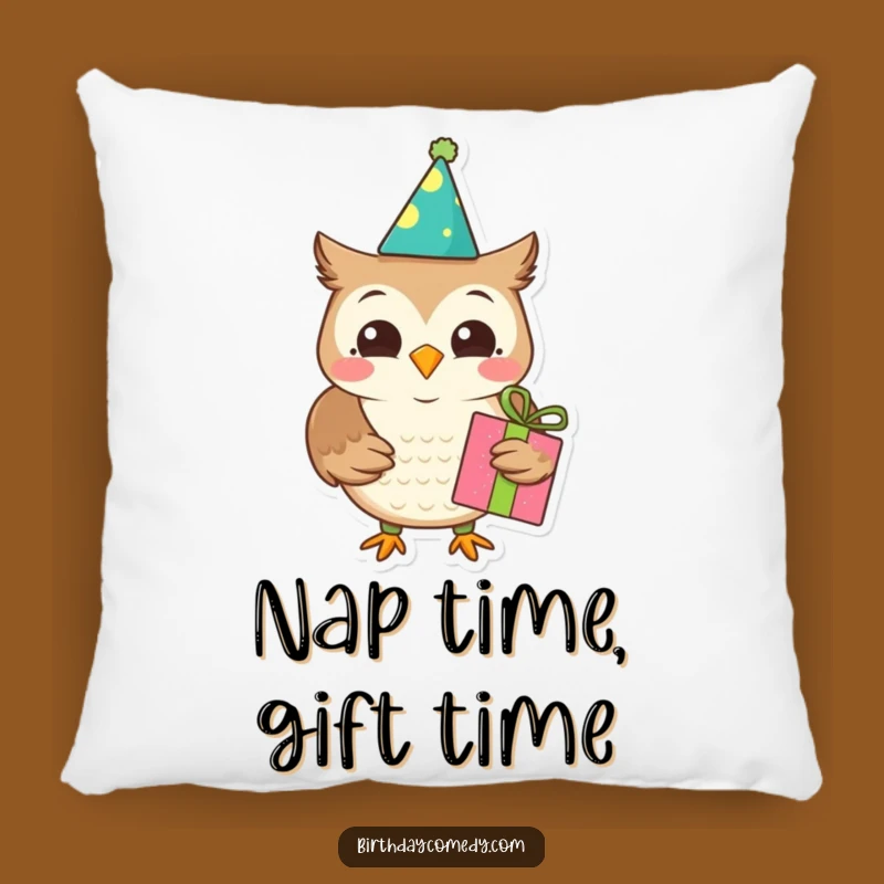 Funny Owl Pillow - Cozy Birthday Cushion with Joyful Present for Festive Comfort