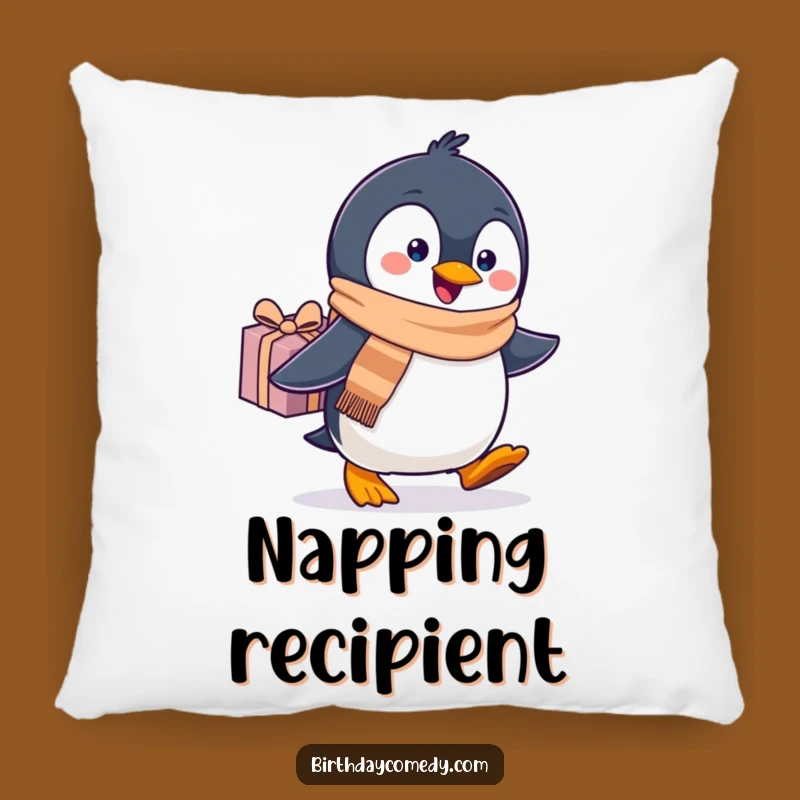 Funny Penguin Scarf Pillow: Cozy Waddling Gift Cushion