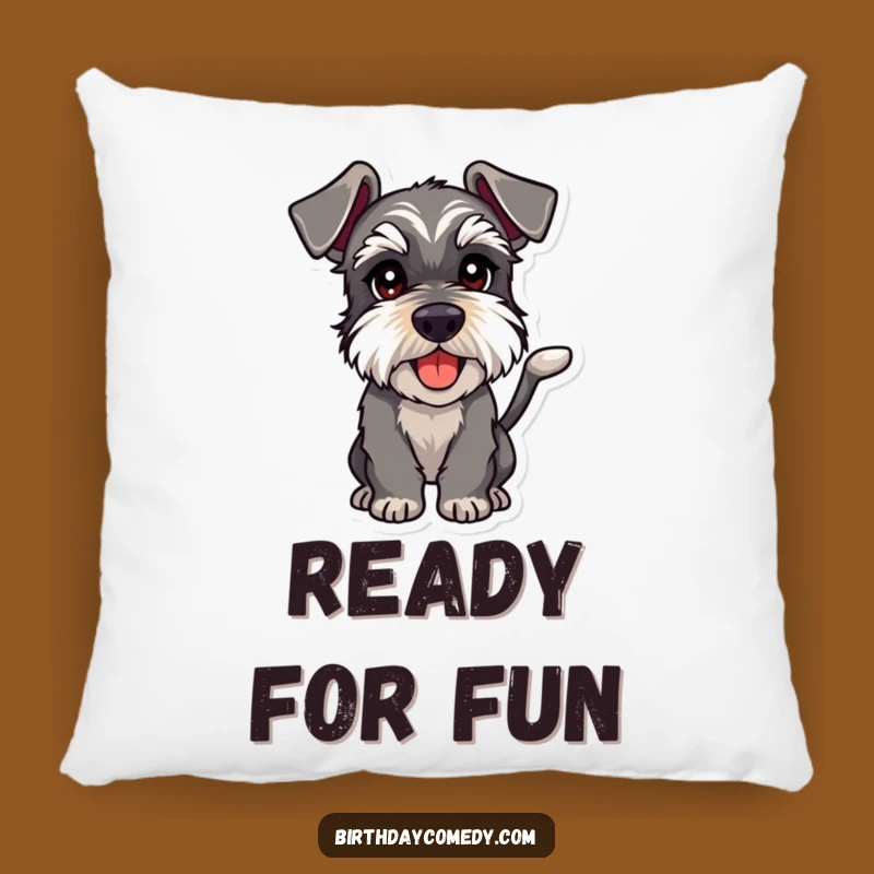 Funny Schnauzer Playful Intent Pillow - Cozy and Mischievous Home Decor