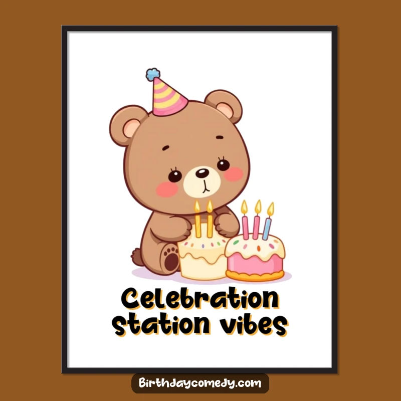 Funny Birthday Bear Digital Art: Instant Hilarious Birthday Decor Download!