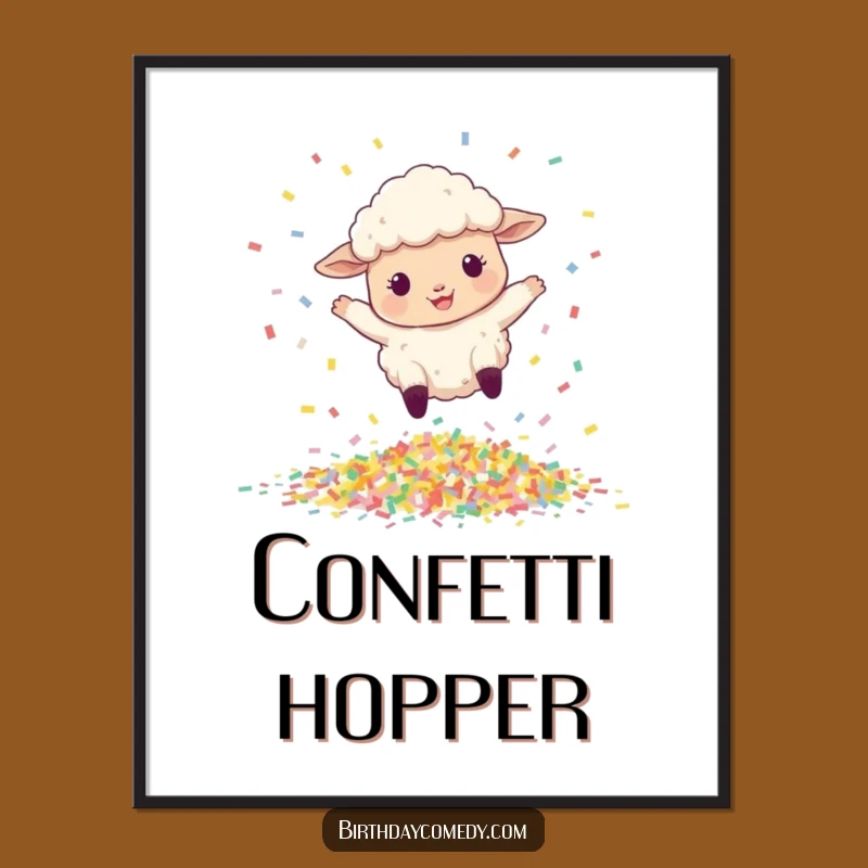 Funny Sheep Digital Art: Bouncing Leaper, Instant Confetti Celebration Decor