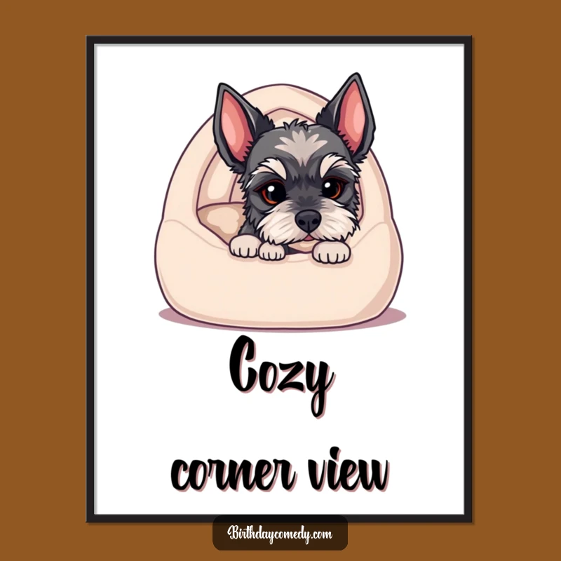 Funny Schnauzer Puppy Peek Digital Art: Instant Cuteness for Your Walls