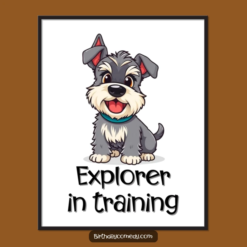Funny Schnauzer Adventure Wiggle Digital Art - Instant Energy, Humorous Decor