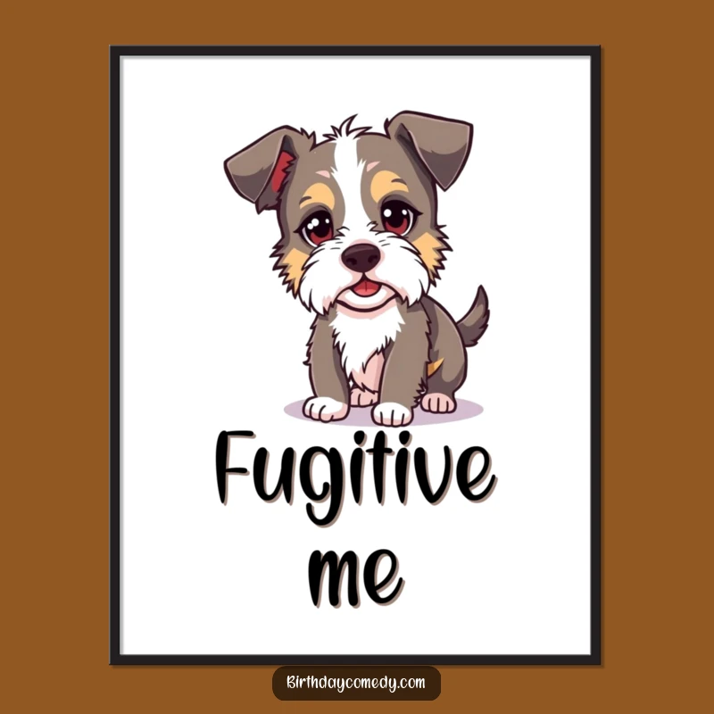 Funny Terrier Digital Art: Mischievous Dog Chasing Shadow Print
