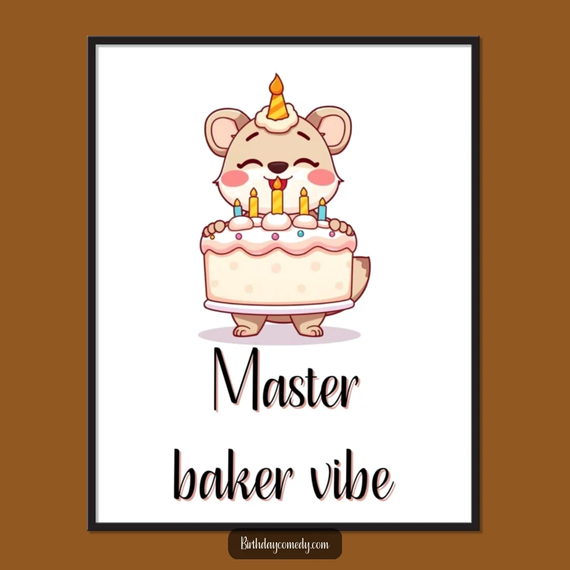 Funny Animal Birthday Cake Digital Art Print - Instant Festive Wall Decor