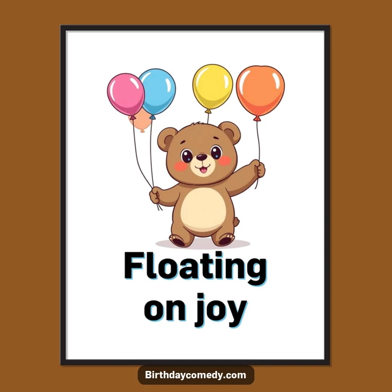 Funny Bear Juggling Balloons Digital Art: Cheerful Scene, Instant Funny Gift Download