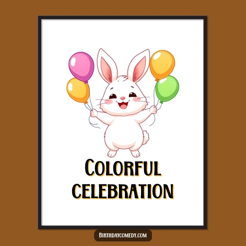 Funny Bunny Balloon Digital Art: High-Quality Print Of Juggling Bunny, Perfect Funny Gift