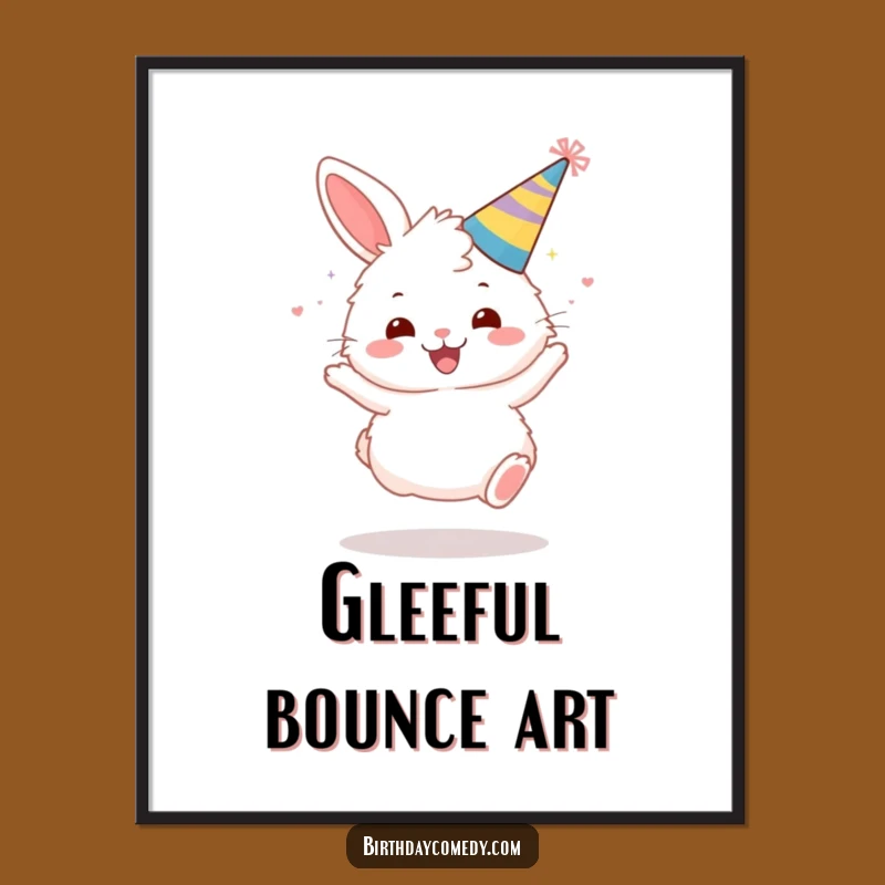 Funny Bunny Party Digital Art: Gleeful Bounce Printable, Instant Funny Gift Download