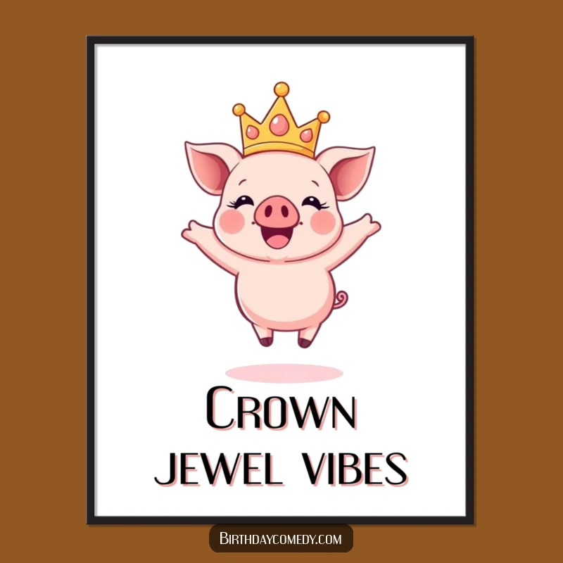 Funny Crown Piglet Digital Art: High-Resolution Joy for Your Happy Decor, Instant Gift
