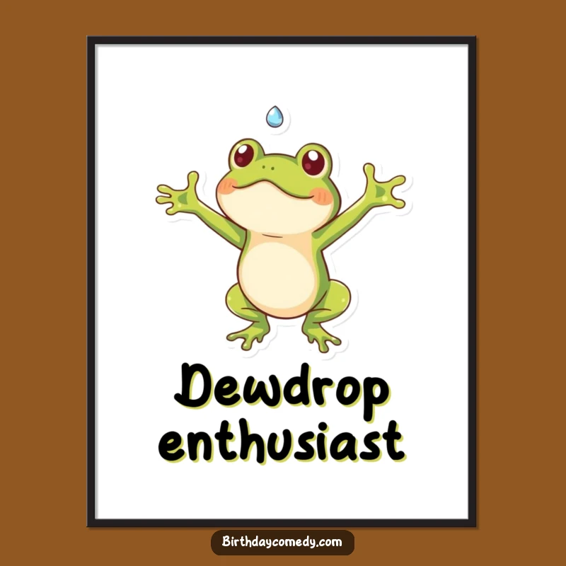 Funny Frog Dewdrop Digital Art: Instant Whimsy for Your Space Gift