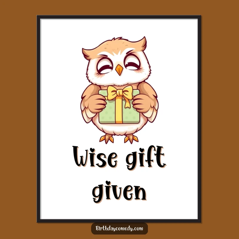Funny Giggling Owl Gift Digital Art: Merry Scene, Instant Funny Gift Download