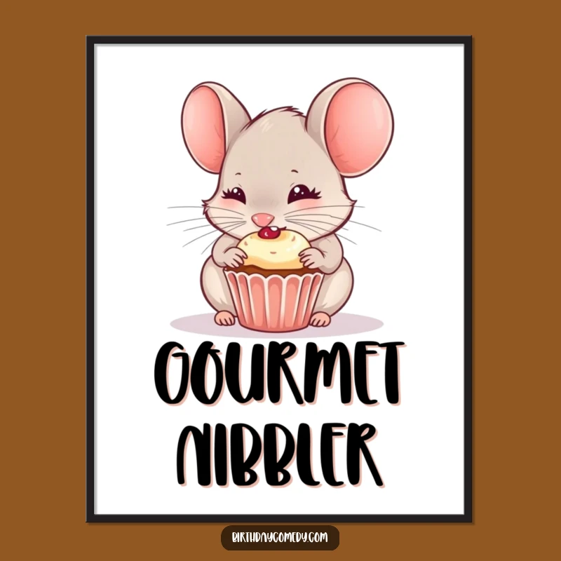 Funny Mouse Digital Art: Curious Cupcake Nibbler, Instant Sweet Decor