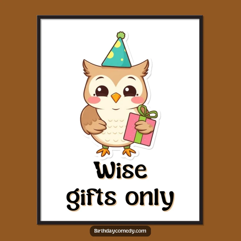 Funny Owl Digital Art - Joyful Birthday Present Printable for Instant Party Decor