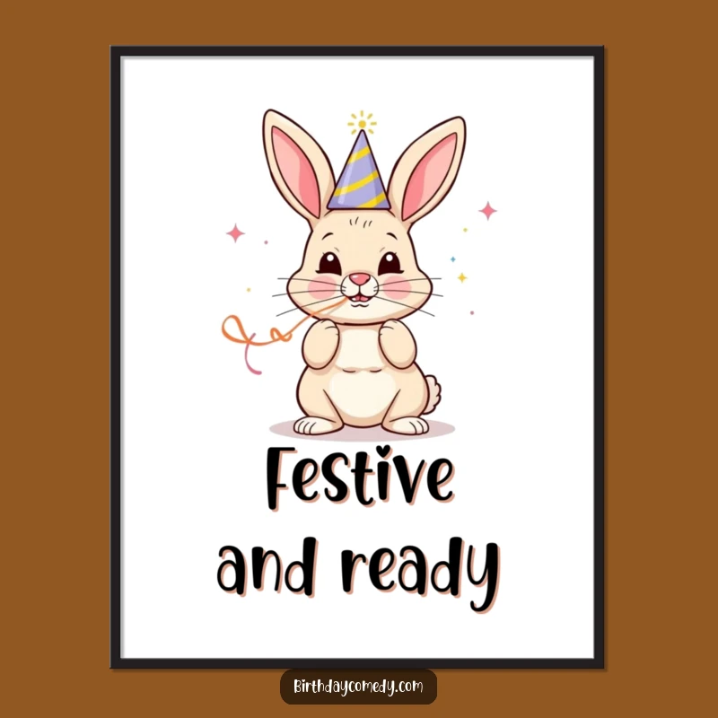 Funny Party Bunny Digital Art: High-Resolution Fun for Your Festive Decor, Instant Gift