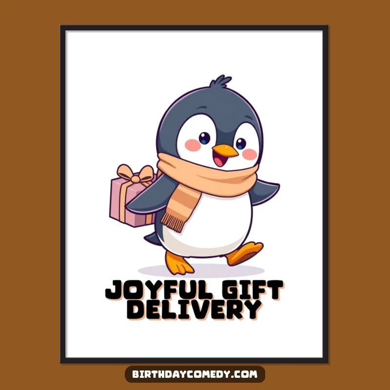 Funny Penguin Scarf Digital Art: Instant Waddling Gift Download