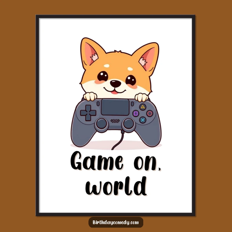 Funny Shiba Inu Gamer Digital Print - Curious Shiba Inu Controller Peek Wall Decor
