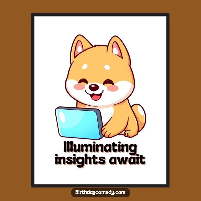 Funny Shiba Inu Screen Time Digital Print - Hilarious Shiba Inu Head Tilt Wall Decor