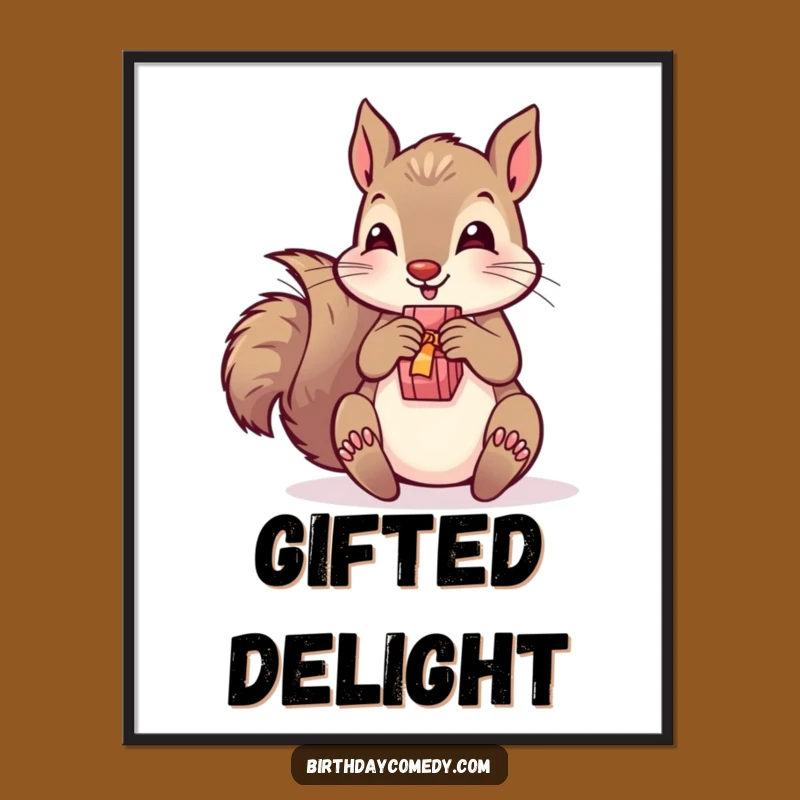Funny Squirrel Present Digital Art - Instant Download for Festive Decor!