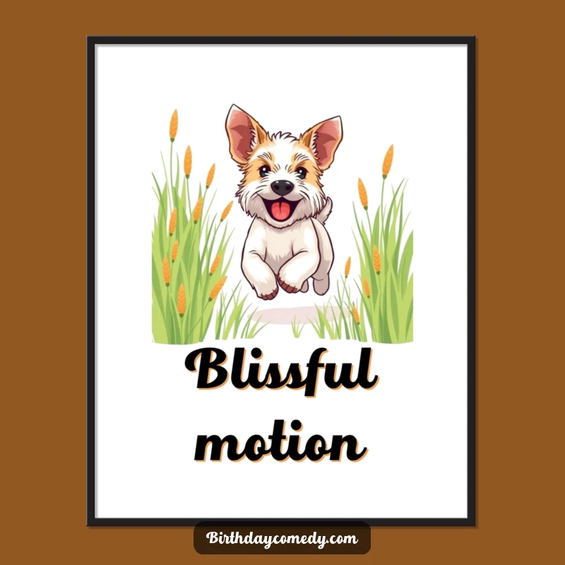 Funny Terrier Digital Art: Happy Dog Running Print