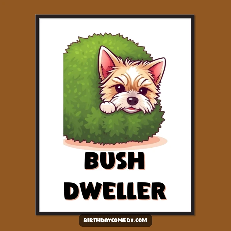 Funny Terrier Digital Art: Puppy Peeking Print