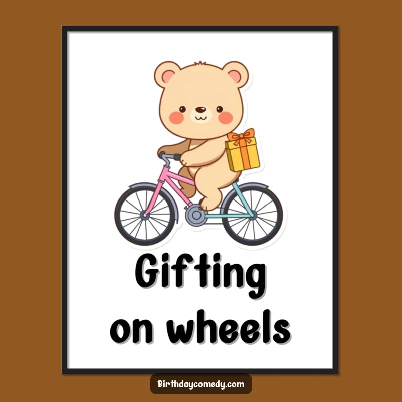 Funny Bear Bike Digital Art: Tiny Rider Printable, Instant Funny Gift Download
