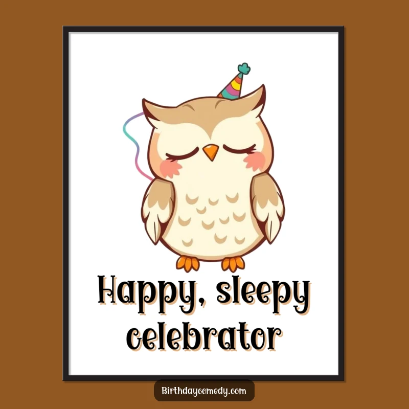 Funny Sleepy Owl Digital Art: Instant download of nodding owl in streamer, a hilariously charming piece for your walls and a perfect gift.