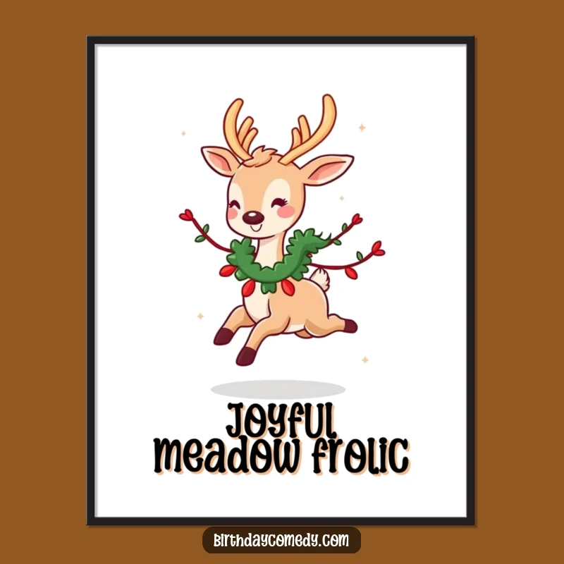 Funny Deer Garland Digital Print: Festive Deer Art, Instant Funny Decor Gift!