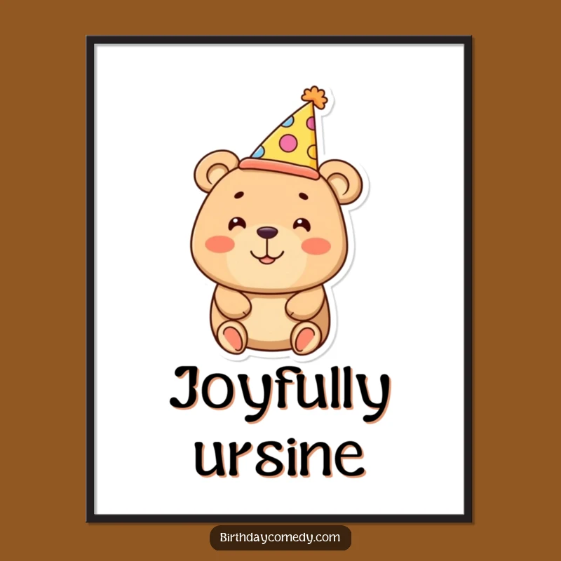 Funny Bear Digital Print - Oversized Party Hat Art, Instant Humorous Decor