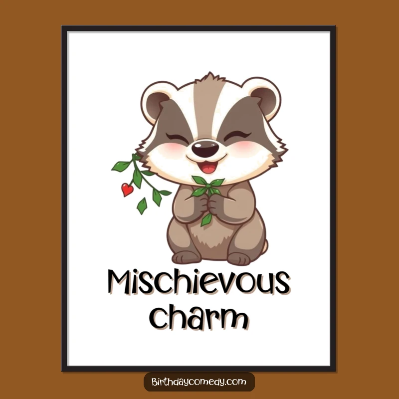 Funny Badger Mistletoe Digital Art: Instant Mischief Gift