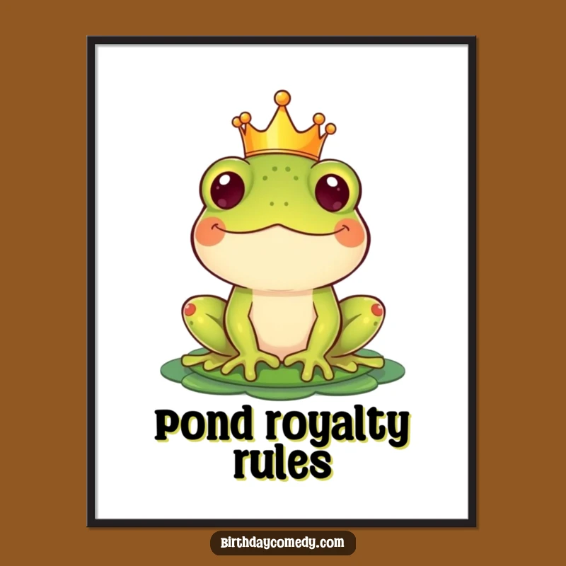 Funny Crown Frog Digital Art: Regal Amphibian Printable for Instant Joy