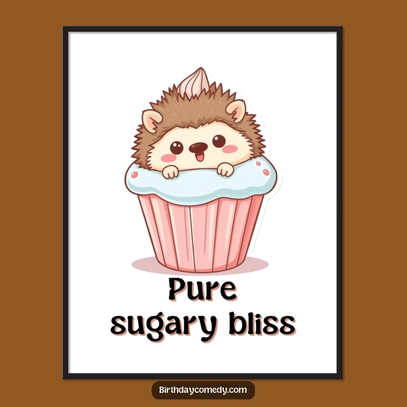 Funny Hedgehog Cupcake Digital Art - Instant Sweet Decor for Your Walls