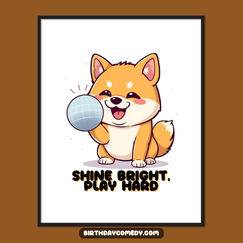 Funny Shiba Inu Disco Fever Digital Print - Playful Shiba Inu Dance Party Art