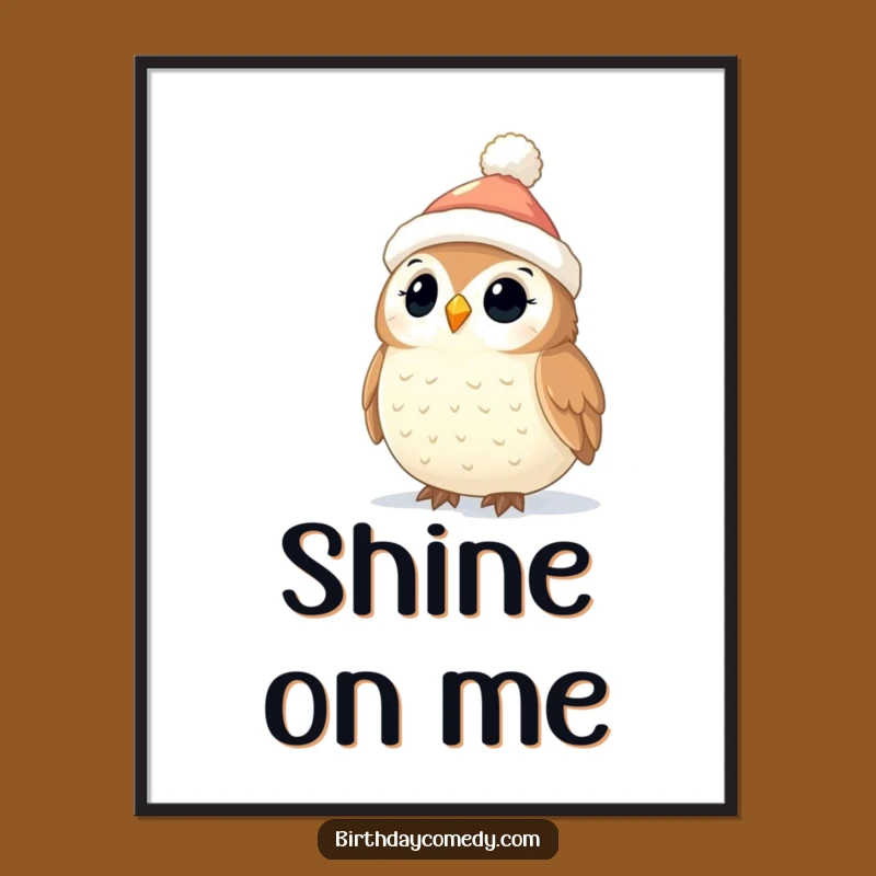 Funny Owl Christmas Digital Print: Stocking Cap Owl and Twinkling Lights, Instant Holiday Decor Gift