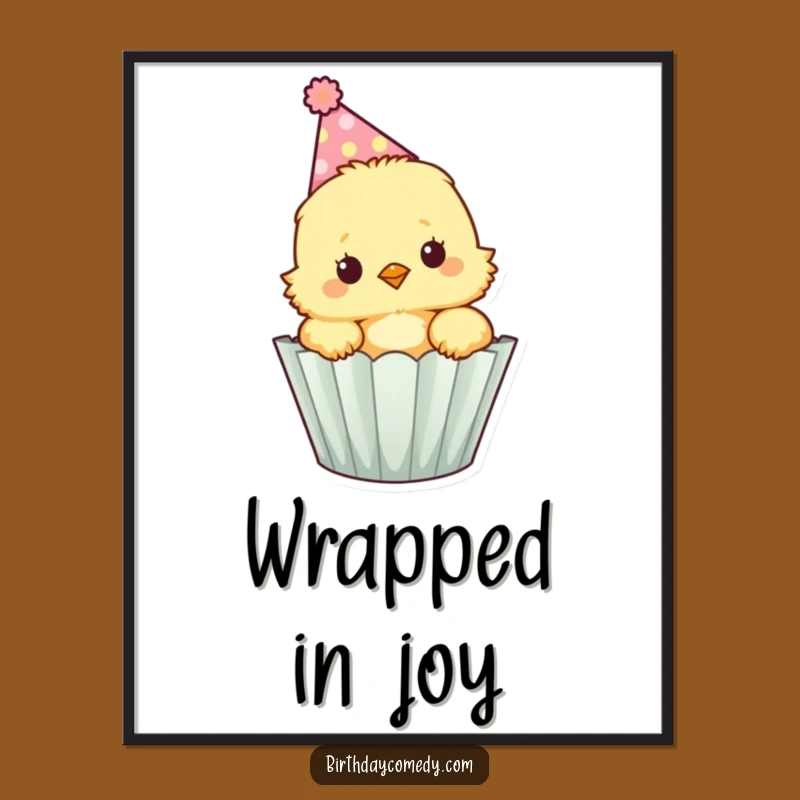 Funny Fluffy Chick Cupcake Digital Art - Instant Party Decor Fun