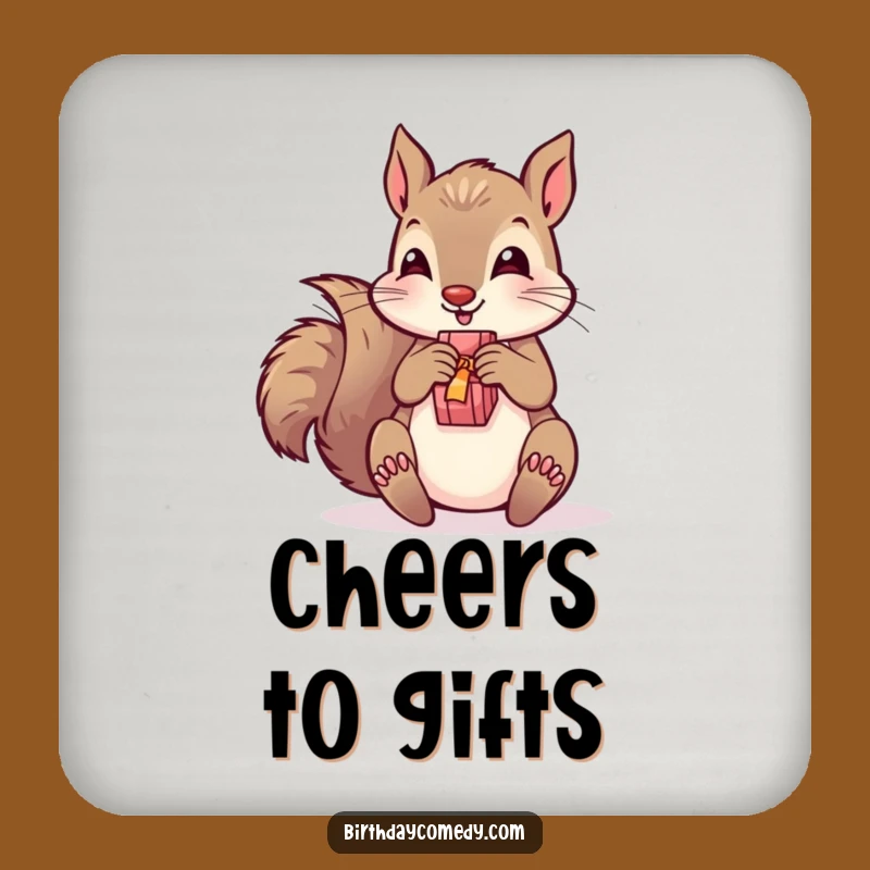 Funny Squirrel Present Drink Coasters - Protect Surfaces with Joyful Art!
