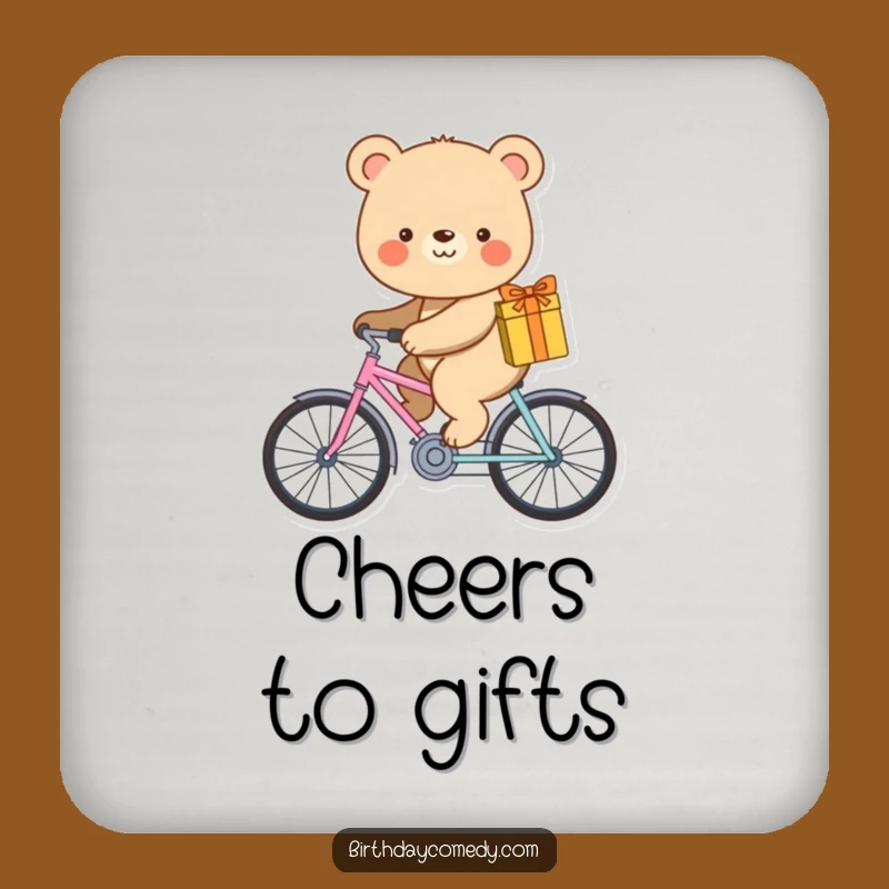 Funny Bear Bike Coaster: Tiny Rider Design, Protect Surfaces Funny Gift