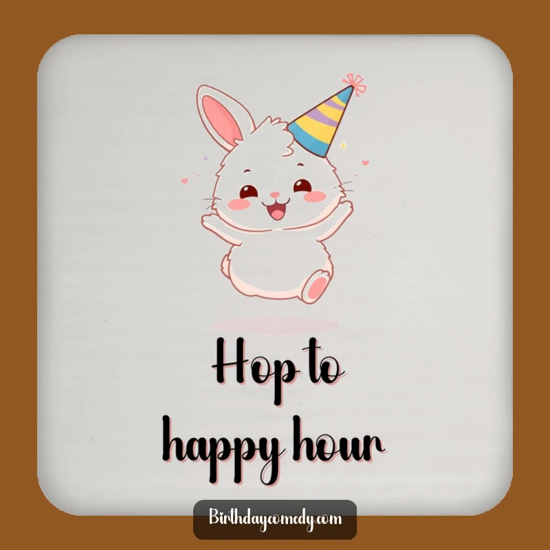 Funny Bunny Party Coaster: Gleeful Bounce Design, Protect Surfaces Funny Gift