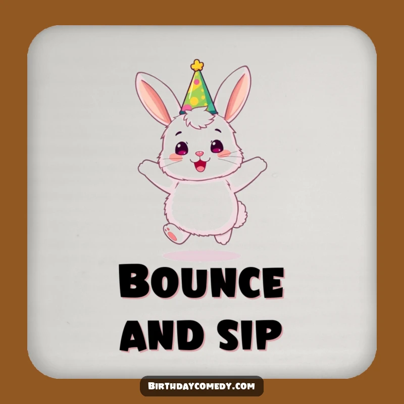 Funny Bunny Party Hat Coaster Set: Joyful Protection, Chic Funny Gift for Tables